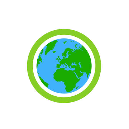 Green wavy background with globe. Ecological background.の写真素材