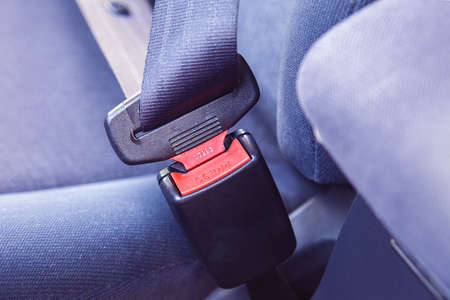 Fastening seat belt in a car.の写真素材