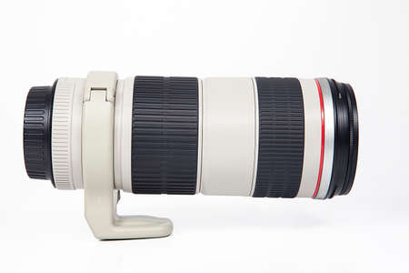 Photo camera lens isolated on white background.の写真素材