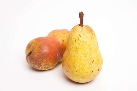 Beautiful fresh yellow pear isolated on white background.の写真素材