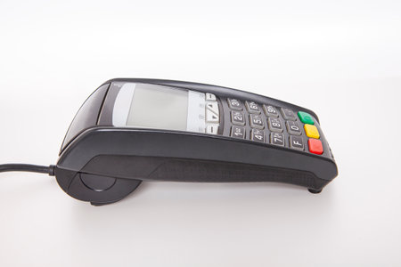 Contactless payment by credit card. POS terminal NFC payment. Concept of how to choose payment method for shopping in a store.の写真素材