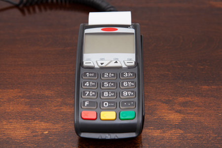 Contactless payment by credit card. POS terminal NFC payment. Concept of how to choose payment method for shopping in a store.の写真素材