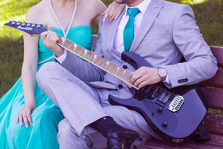 Happy couple on engagement photos day. Bride and groom.の写真素材