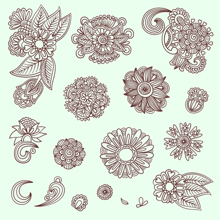 Set of flower elements のイラスト素材