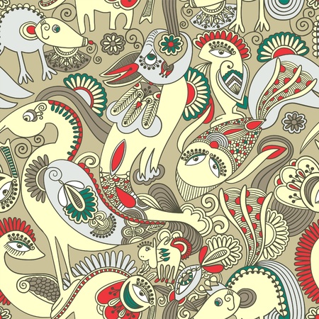 Seamless pattern with fantasy animals のイラスト素材