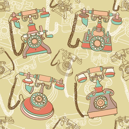 seamless pattern with retro telephone のイラスト素材