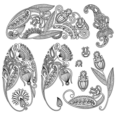 Set of black flower design のイラスト素材