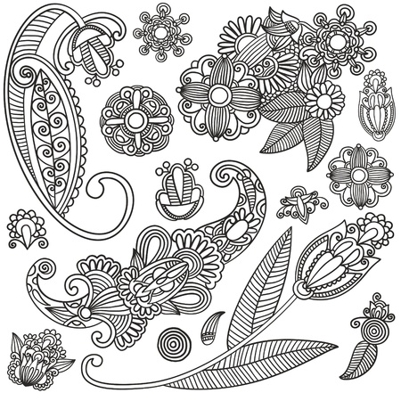 Set of black flower design のイラスト素材