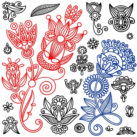 Set of black flower design のイラスト素材