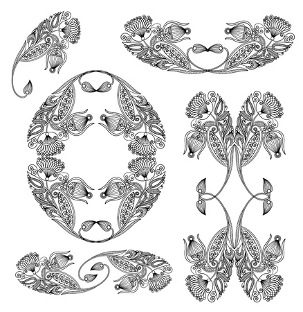 Set of black flower design のイラスト素材