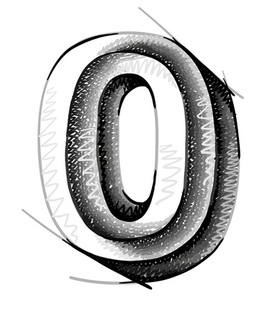 sketch numerals, hand drawn number zero のイラスト素材