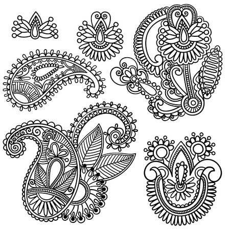 Set of black flower design のイラスト素材