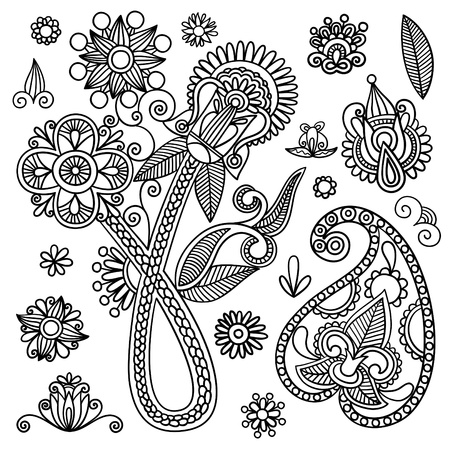 Set of black flower design のイラスト素材