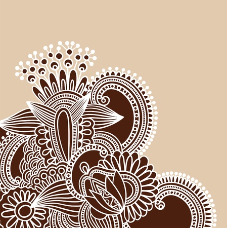 Hand-Drawn Abstract Henna Doodle Vector Illustration Design Element のイラスト素材
