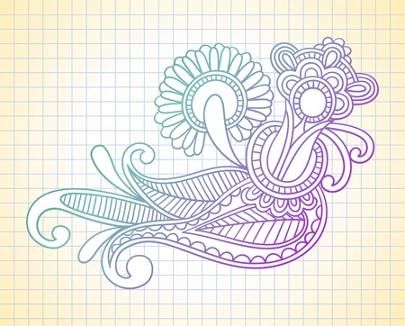 Style Sketchy Notebook Doodles Vector Illustration on Lined Sketchbook Paper Background のイラスト素材