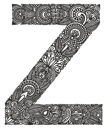 Hand drawing ornamental alphabetのイラスト素材