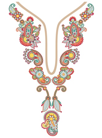 Neckline embroidery fashionのイラスト素材