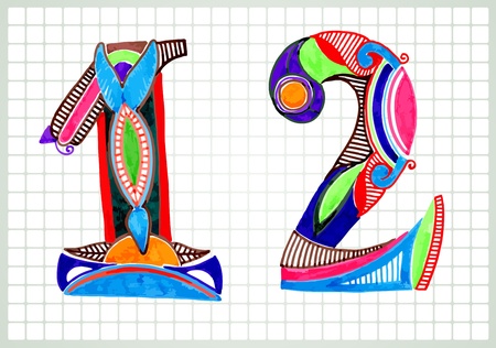 Sketchy Numbers Vector Illustration のイラスト素材