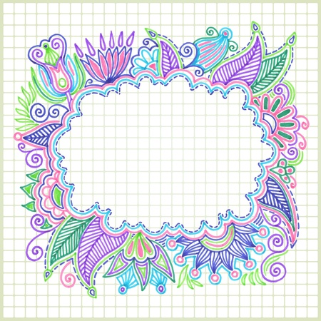 hand draw doodle vector frame element のイラスト素材