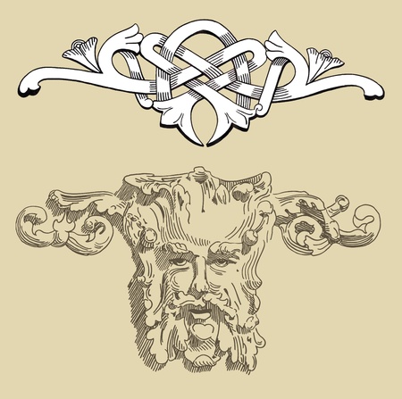 Series - The reliefs of the 19th century Kiev buildings (Ukraine)のイラスト素材