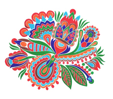 hand draw marker flower vector ethnic design. Ukrainian traditional painting のイラスト素材