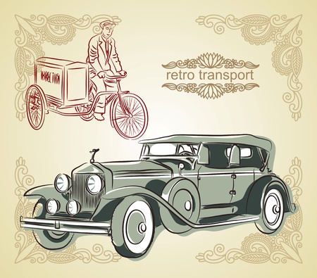Retro transport, vector illustration のイラスト素材