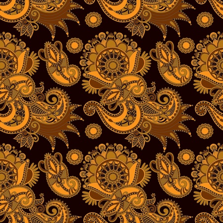 seamless flower paisley design background. Ukrainian traditional pattern のイラスト素材