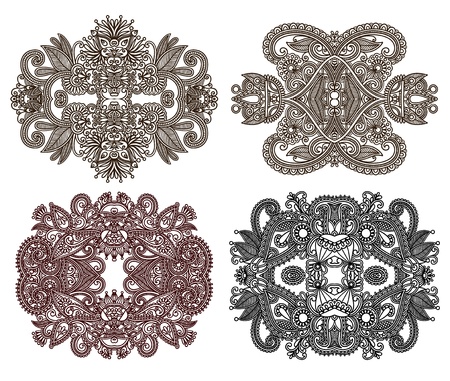 four ornamental floral adornment のイラスト素材