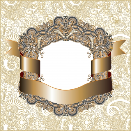 vintage frame with ribbon のイラスト素材