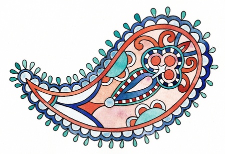 ethnic watercolor paisley element   I, the Artist, owns the copyright の写真素材
