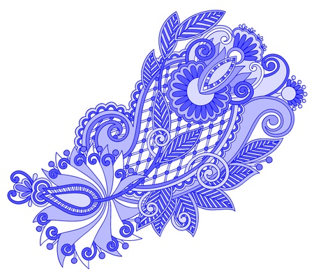 original hand draw line art ornate flower design  Ukrainian traditional styleのイラスト素材