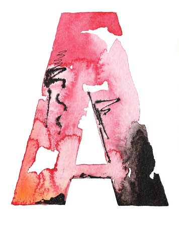 original handmade watercolor ink letter alphabet design の写真素材