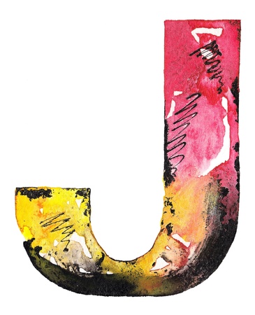 original handmade watercolor ink letter alphabet designの写真素材