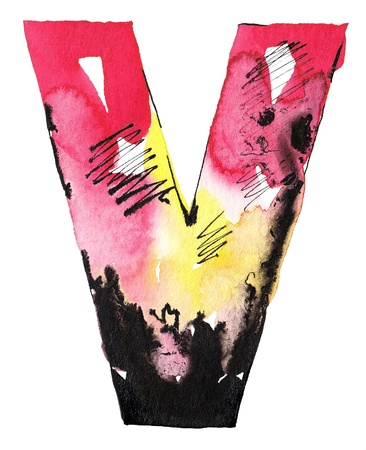 original handmade watercolor ink letter alphabet designの写真素材