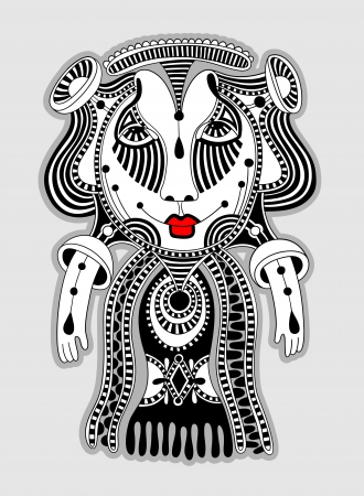 original modern cute ornate doodle fantasy monster personage  Karakoko styleのイラスト素材
