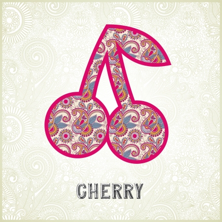 Pink ornamental pattern cherry silhouette のイラスト素材