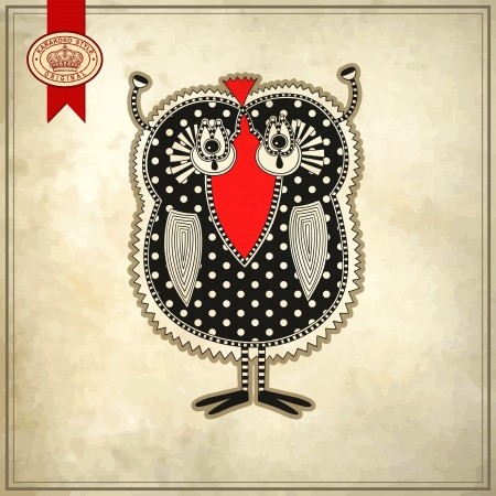 original modern cute ornate doodle fantasy monster personage in grunge backgroundのイラスト素材