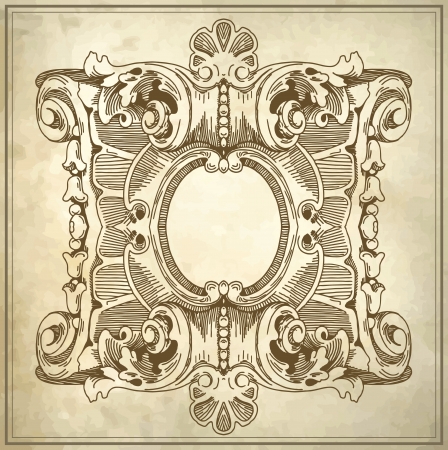 Ornamental floral pattern with place for your text, in grunge background のイラスト素材