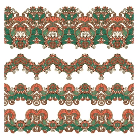 collection of seamless ornamental floral stripes のイラスト素材