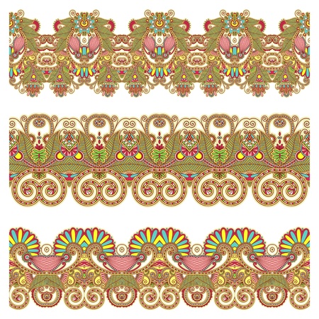 collection of seamless ornamental floral stripesのイラスト素材