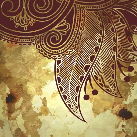 flower design on grunge gold backgroundのイラスト素材