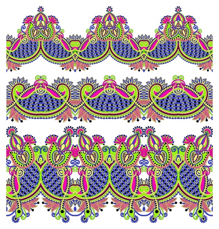 collection of seamless ornamental floral stripes のイラスト素材