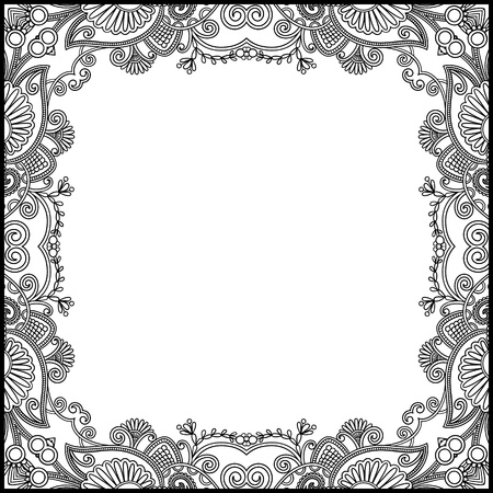 black and white floral vintage frameのイラスト素材