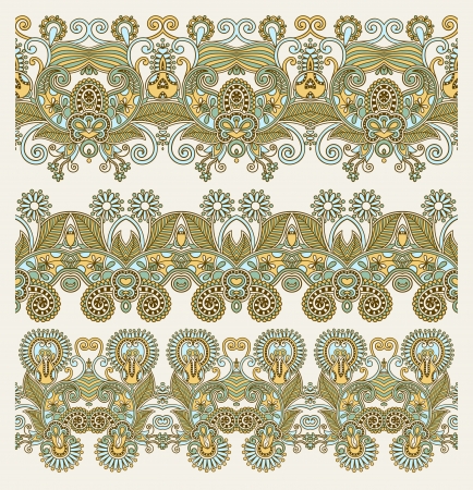 collection of seamless ornamental floral stripes のイラスト素材