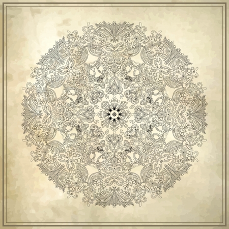Ornamental circle floral pattern in grunge backgroundのイラスト素材