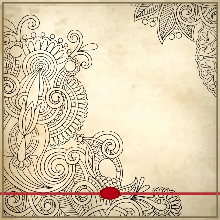 Ornamental floral pattern with place for your text, in grunge backgroundのイラスト素材