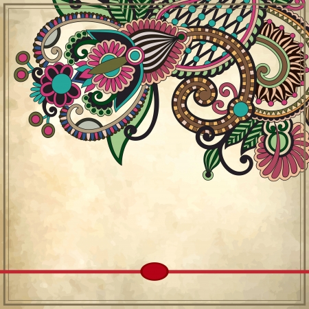 Ornamental floral pattern with place for your text, in grunge backgroundのイラスト素材