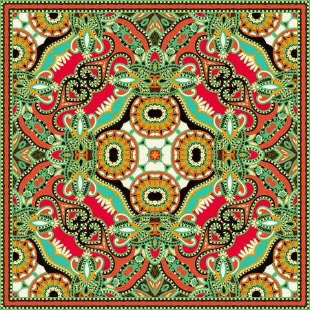 Traditional ornamental floral paisley bandanna. You can use this pattern in the design of carpet, shawl, pillow, cushionのイラスト素材