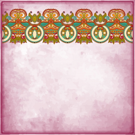 flower design on grunge background with lace ornament. Template frame decoration for card design.のイラスト素材