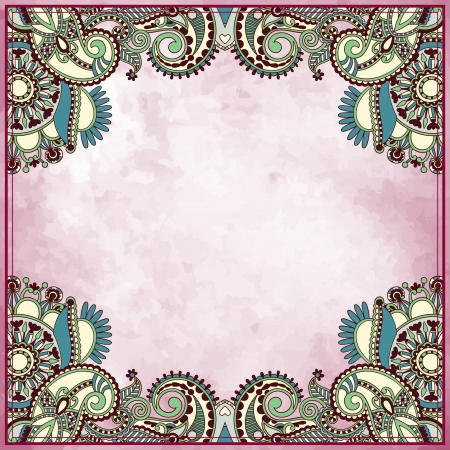 flower design on grunge background with lace ornament. Template frame decoration for card design.のイラスト素材